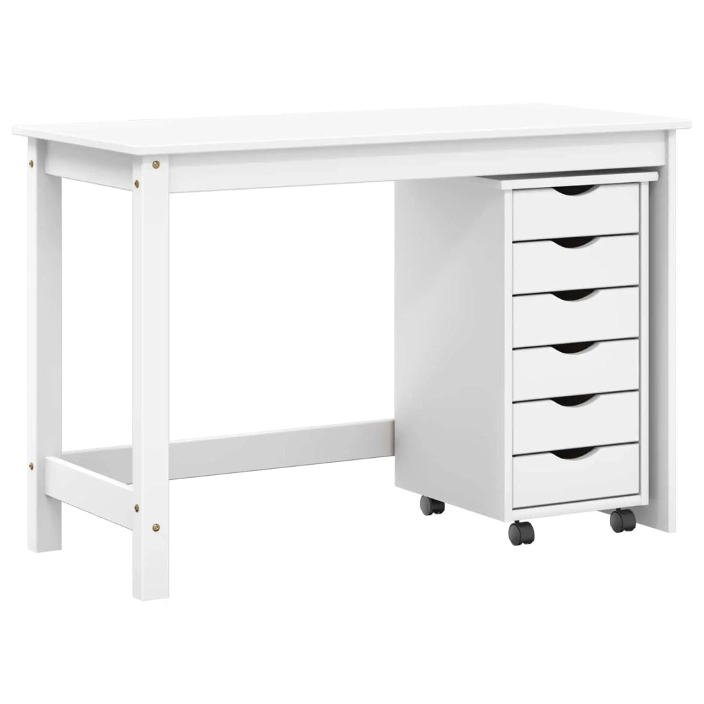 Set Scrivania | Tavolo da Ufficio e mobiletto su ruote MOSS 2 pz Bianco
