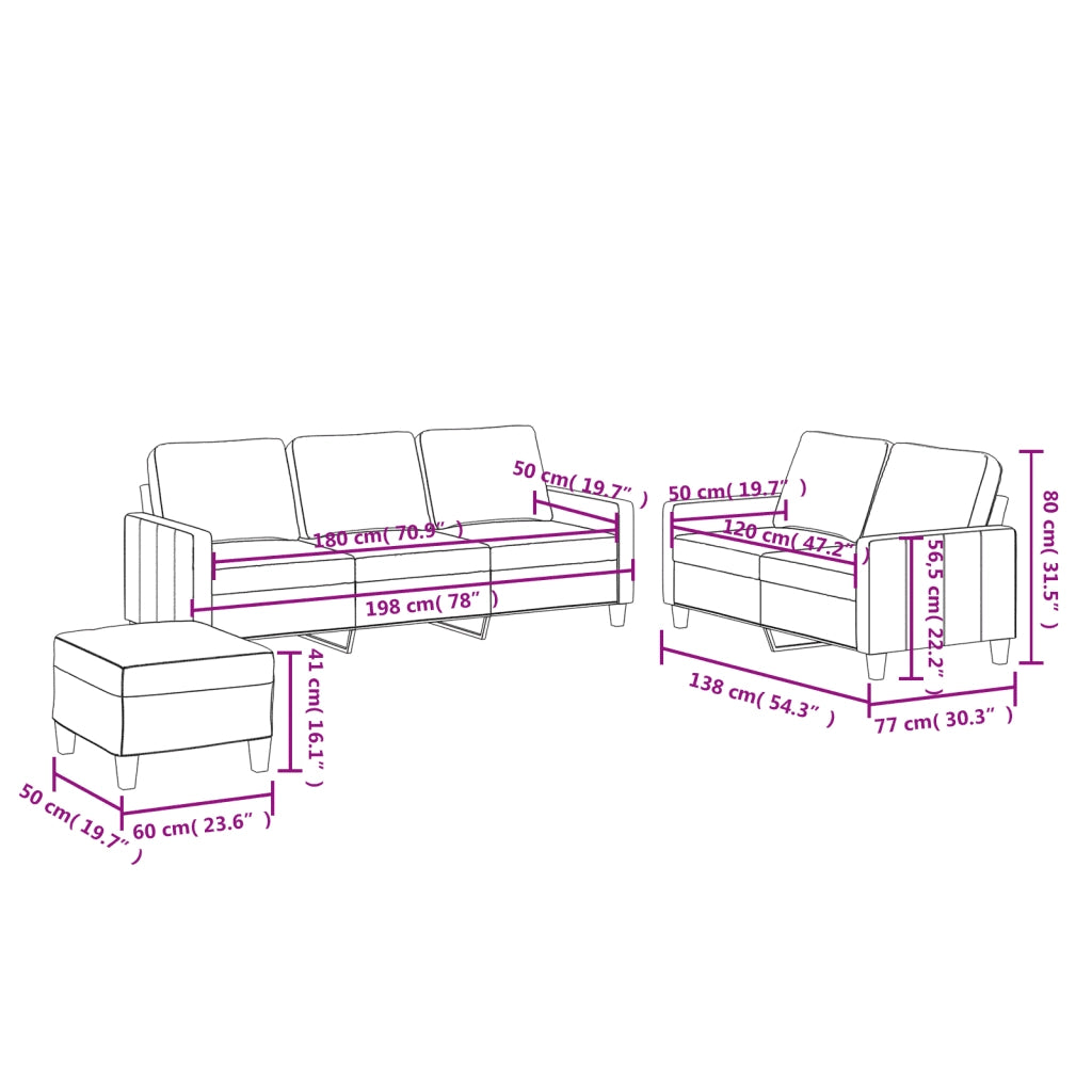 Set di Divani 3 pz con Cuscini crema in Similpelle 3201424
