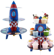 Tavolo per Cupcake a 3 Livelli, 2 Pezzi, Tema Spaziale