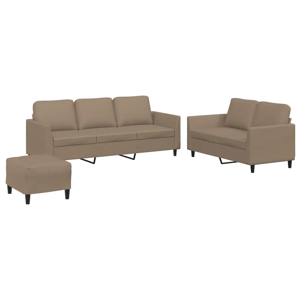 Set di Divani 3 pz con Cuscini cappuccino in Similpelle 3201769
