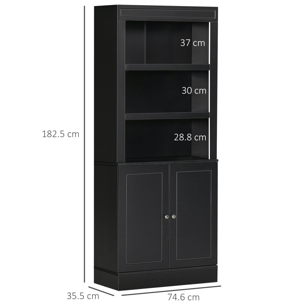 Credenza ¨C Minimal ¨C Legno con ripiani regolabili e ante, nero