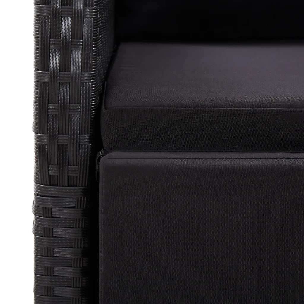 Set da Pranzo da Giardino 11 pz con Cuscini in Polyrattan Nero