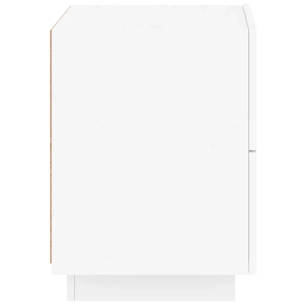 Comodino con Luci LED Bianco in Legno Multistrato 836735