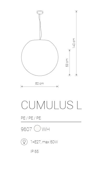 Lampada a sospensione Nowodvorski Cumulus 60cm bianca IP65