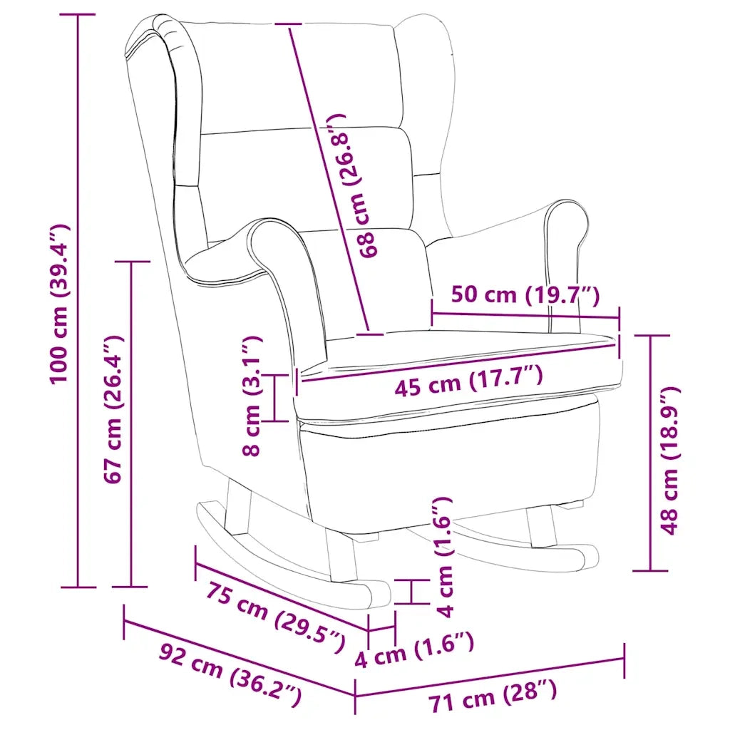 Sedia a dondolo con schienale alto in velluto grigio scuro CFW3736333