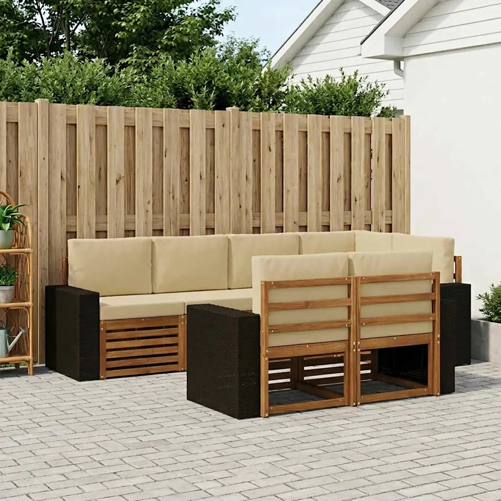 Set divano sezionale con cuscino 7 pcs Naturale e Beige 3384484