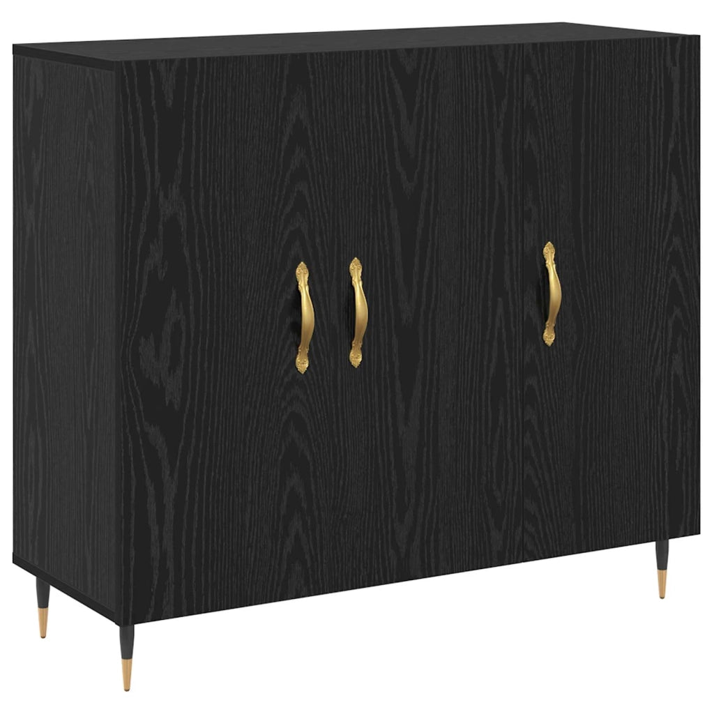 Credenza Rovere Nero 90 x 34 x 80 cm Legno multistrato 879581
