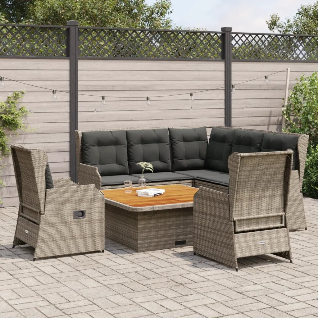 vidaXL Set Divani da Giardino 6 pz con Cuscini in Polyrattan Grigio