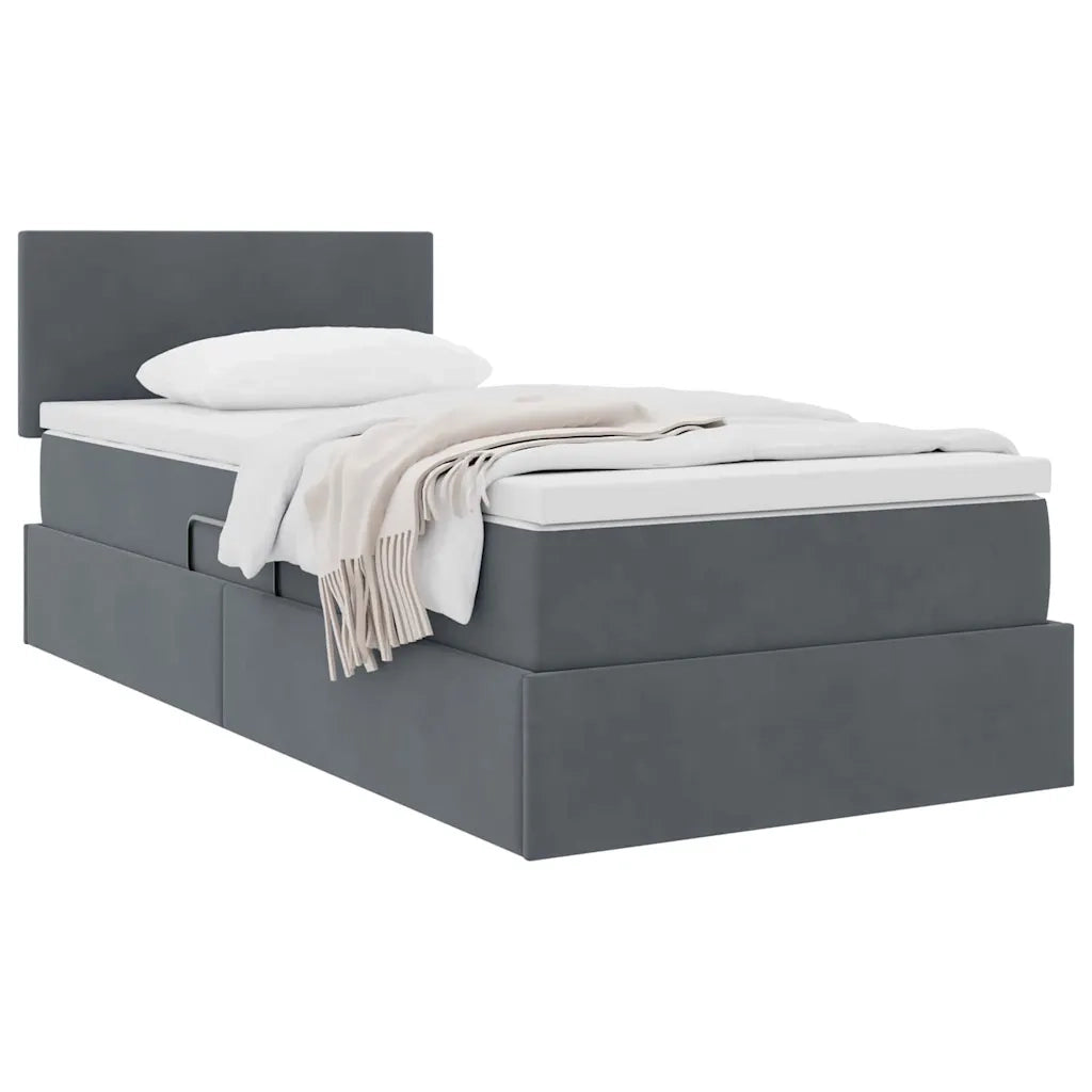 Letto con Contenitore Grigio scuro 100 x 200 cm Velluto
