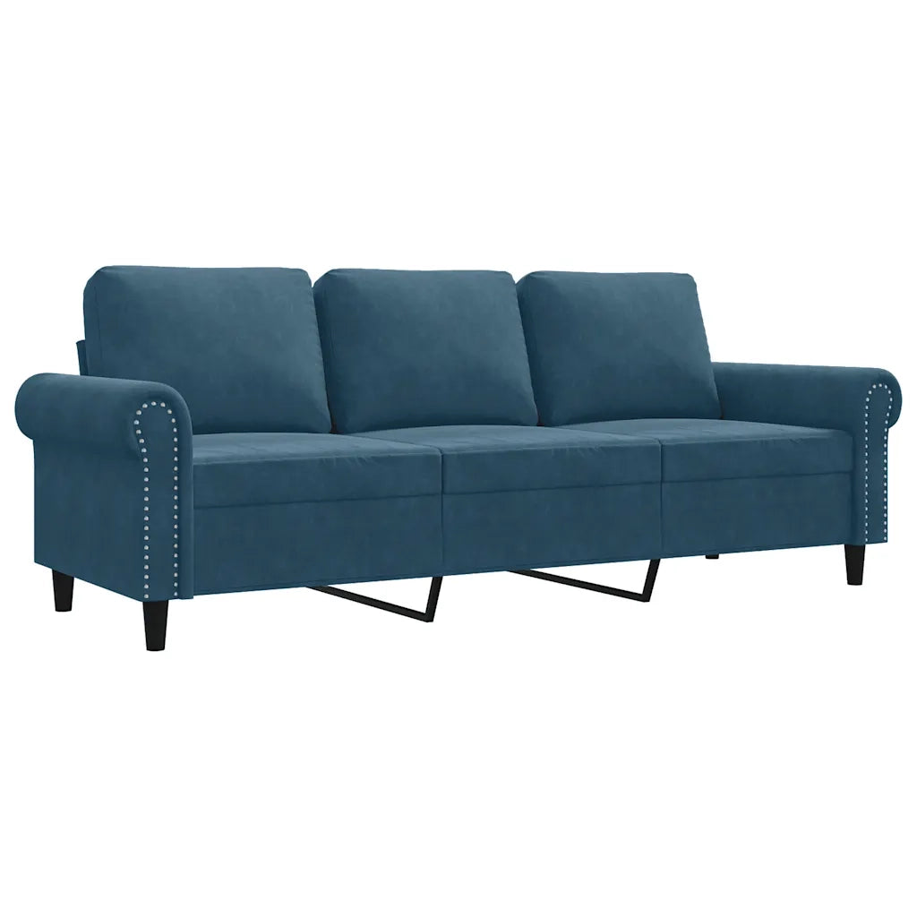 Divano | Divano da soggiorno | Sofa a 3 Posti Blu 180 cm in Velluto