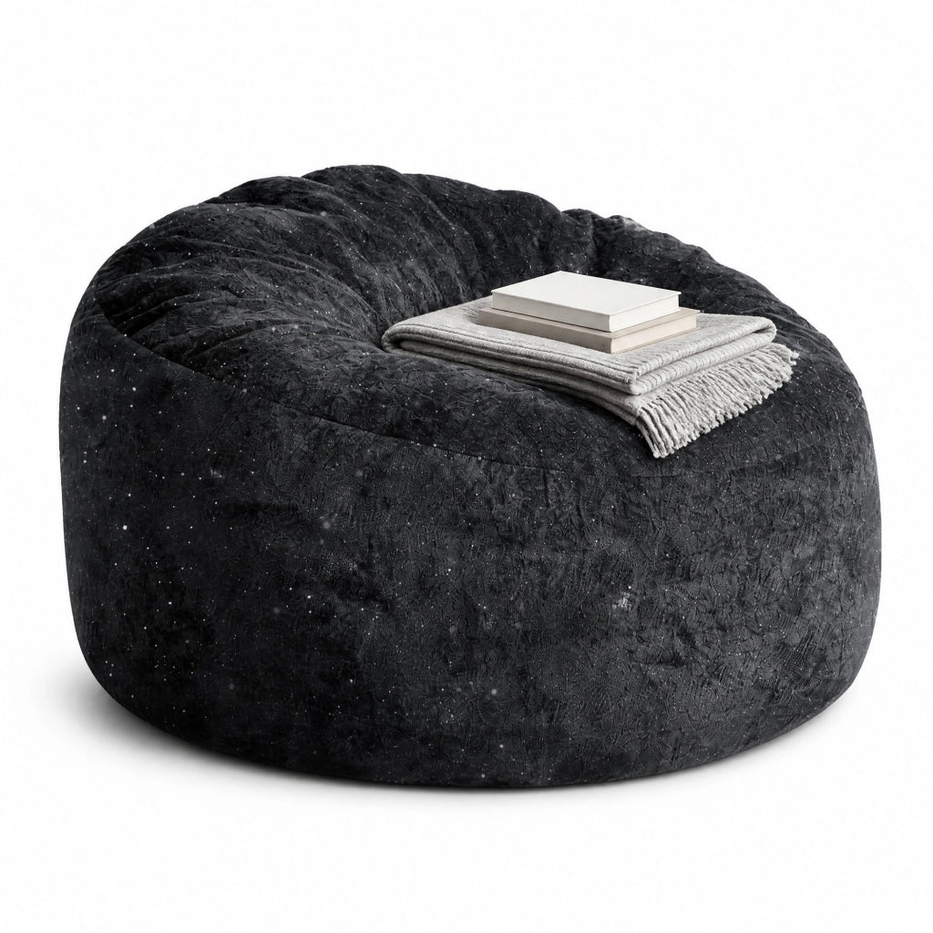 Poltrona bean bag con schienale alto curvo in flanella nera