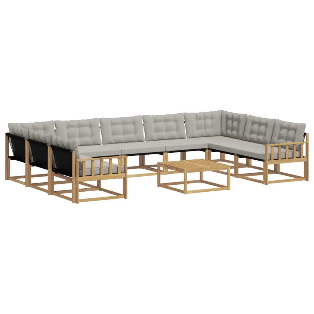 Set di divani da esterno 10 pz Bianco e Grigio Chiaro 3389089