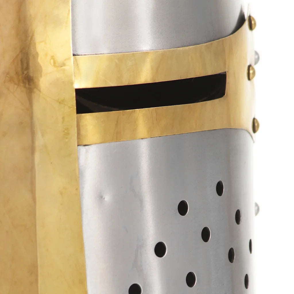 Elmo da Cavaliere Medievale Crociato Replica LARP Argento