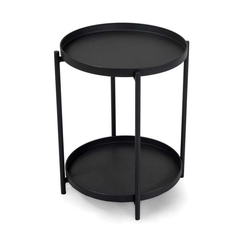 Tavolino Metallo Hiro Antracite Tondo 2piani Cm ø40h50