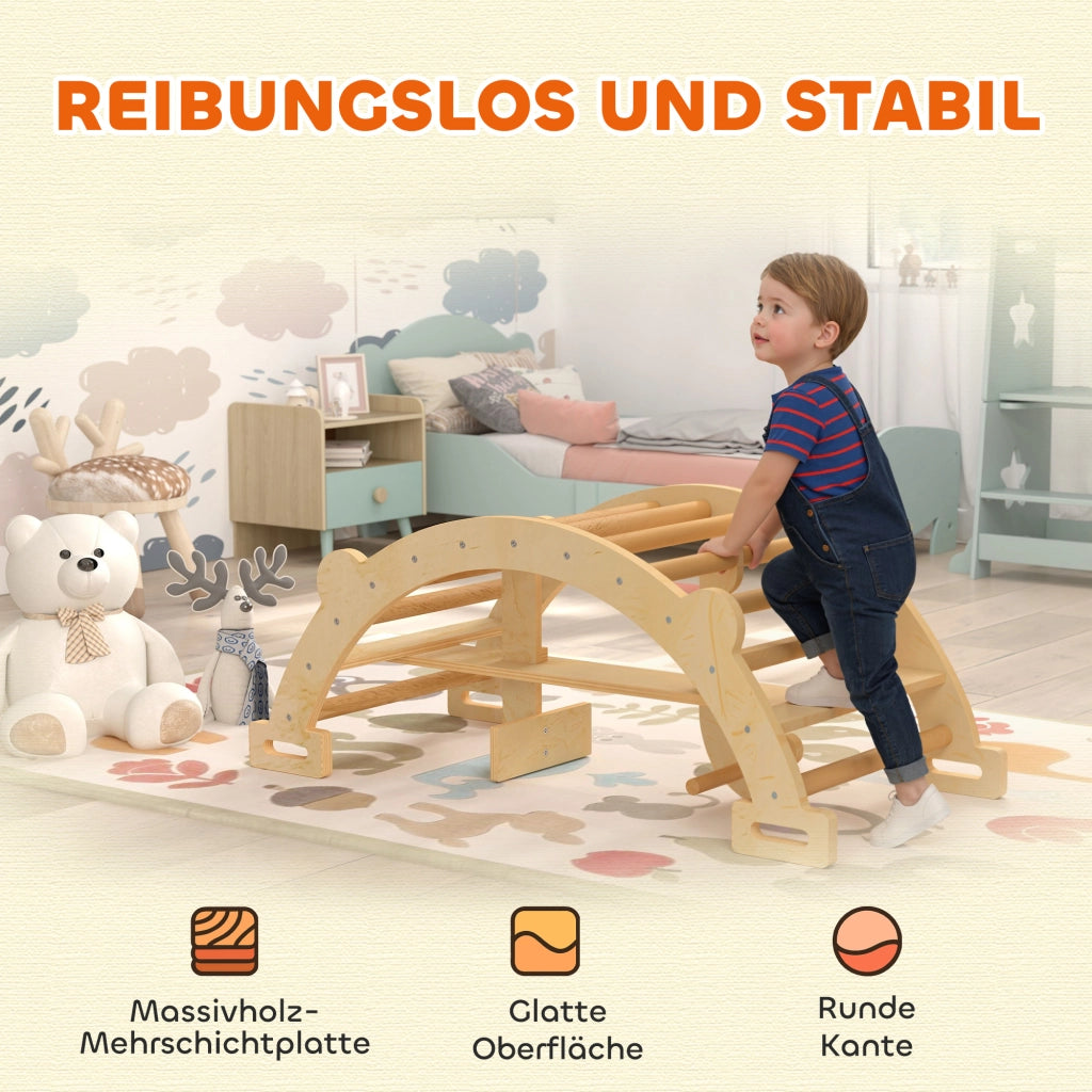 Struttura da arrampicata Montessori 2 in 1 ¨C Xylo ¨C legno naturale 110x52x45 cm per bambini 2-4 anni