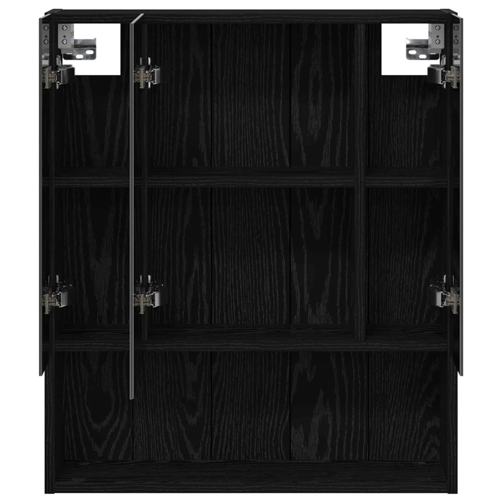 Mobiletto per specchio da Bagno | Armadio da bagno Rovere Nero 60 x 14.5 x 70 cm