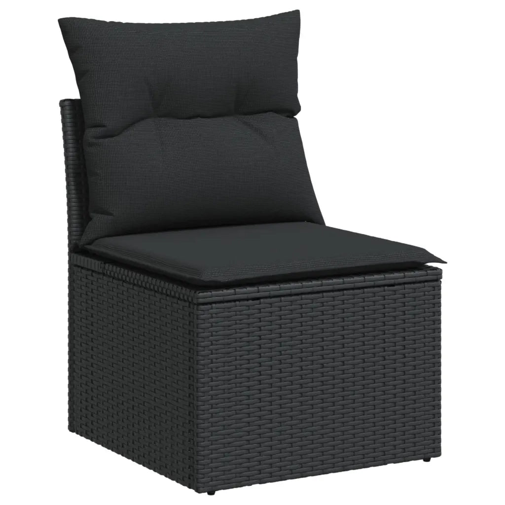 Set Divani da Giardino 9 pz con Cuscini Nero in Polyrattan 3225824