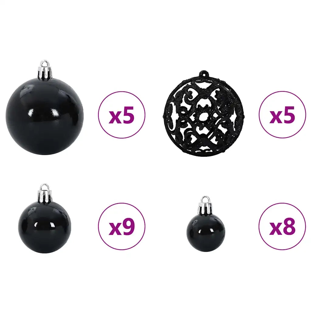Albero di Natale artificiale con luci integrate Nero 150 cm PVC 3397129