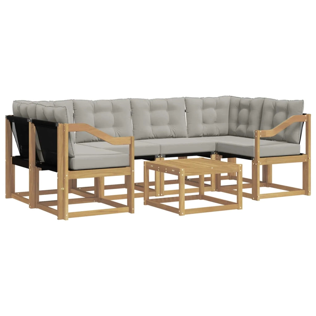 Set di divani da esterno 7 pz Bianco e Grigio Chiaro 3389269