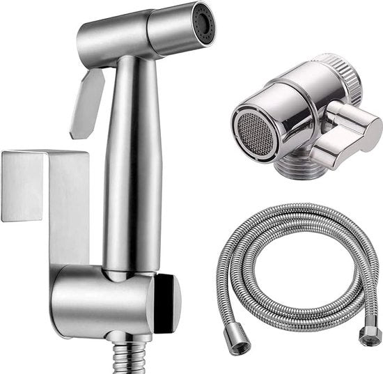Bidet Manuale - Asciugamano per Bagno - Spruzzatore per la Toilette - Bidone - Doccia in Acciaio Inossidabile - Lavabo per la Stanza da Bagno