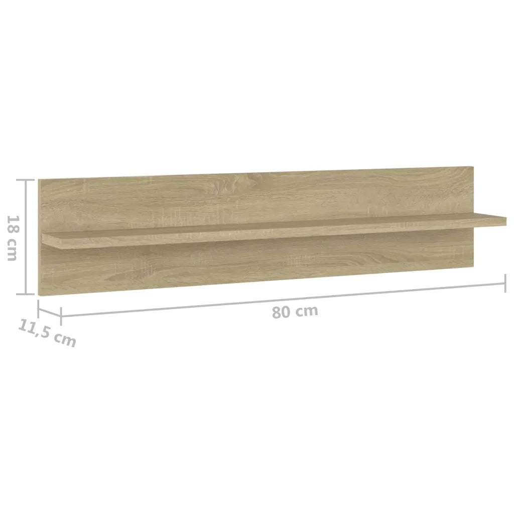 2 pz Mensole a Muro | Scaffale Parete | Ripiano a parete Rovere Sonoma 80x11,5x18cm Legno Multistrato