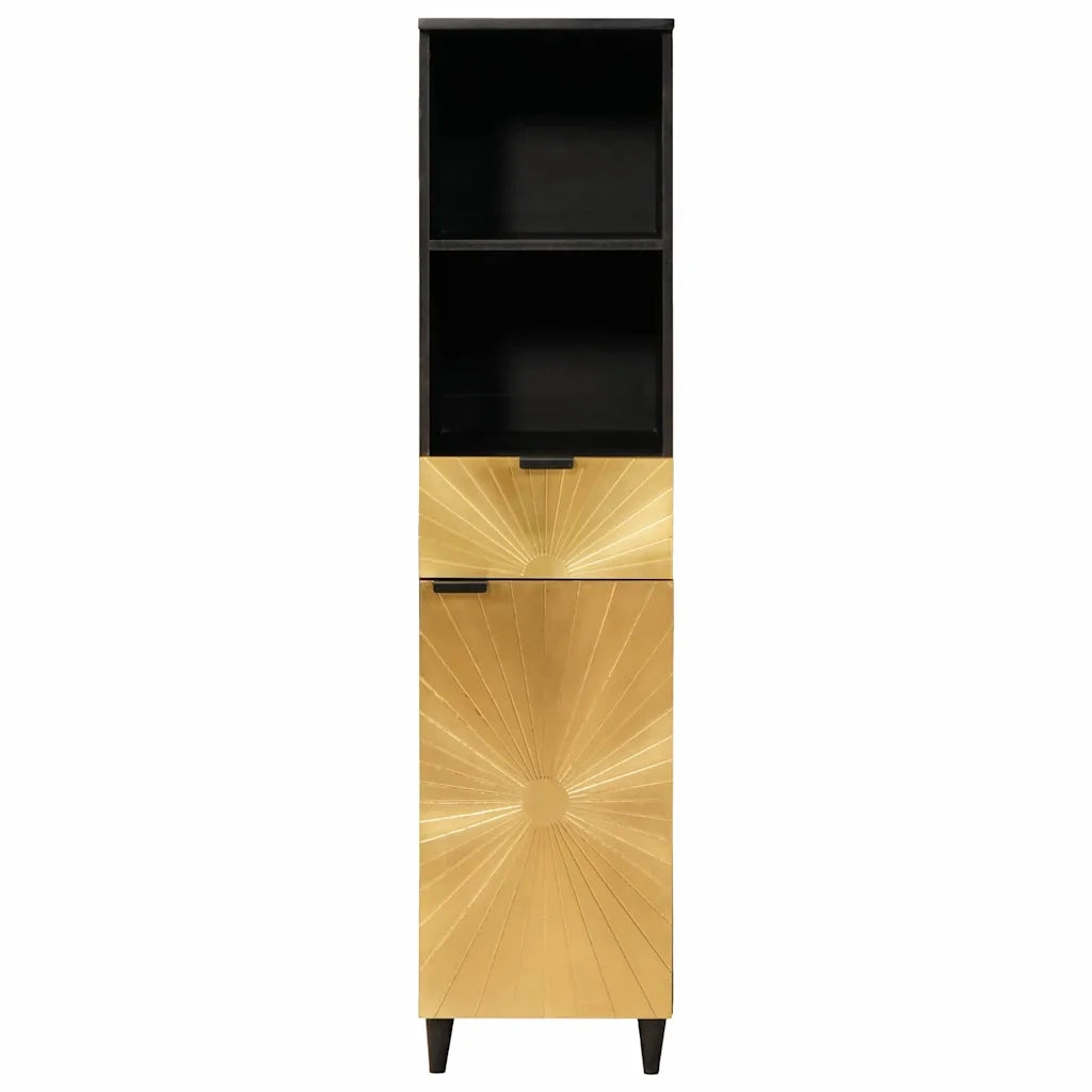 Mobile da Bagno con cassetto Nero e Oro 38 x 33 x 160 cm 4017850