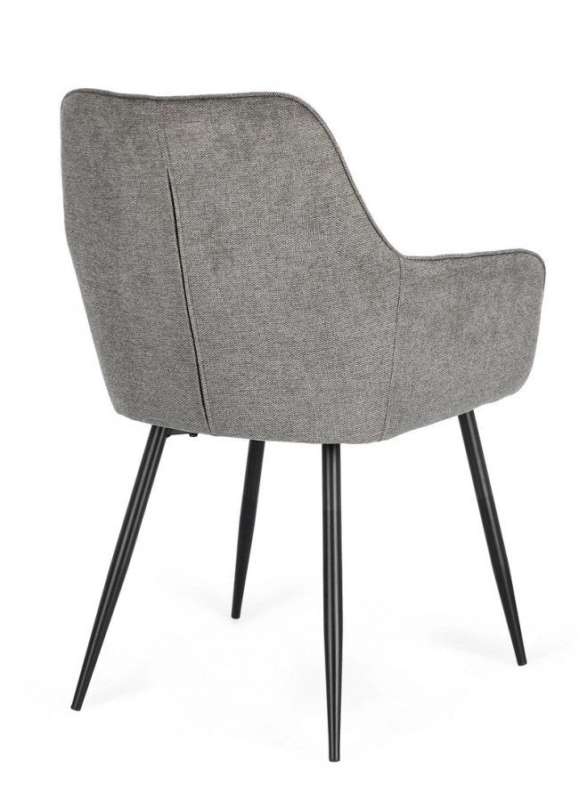 Set 2 Sedie 58x63x85,5 cm Cora in Tessuto Nero e Grigio Scuro