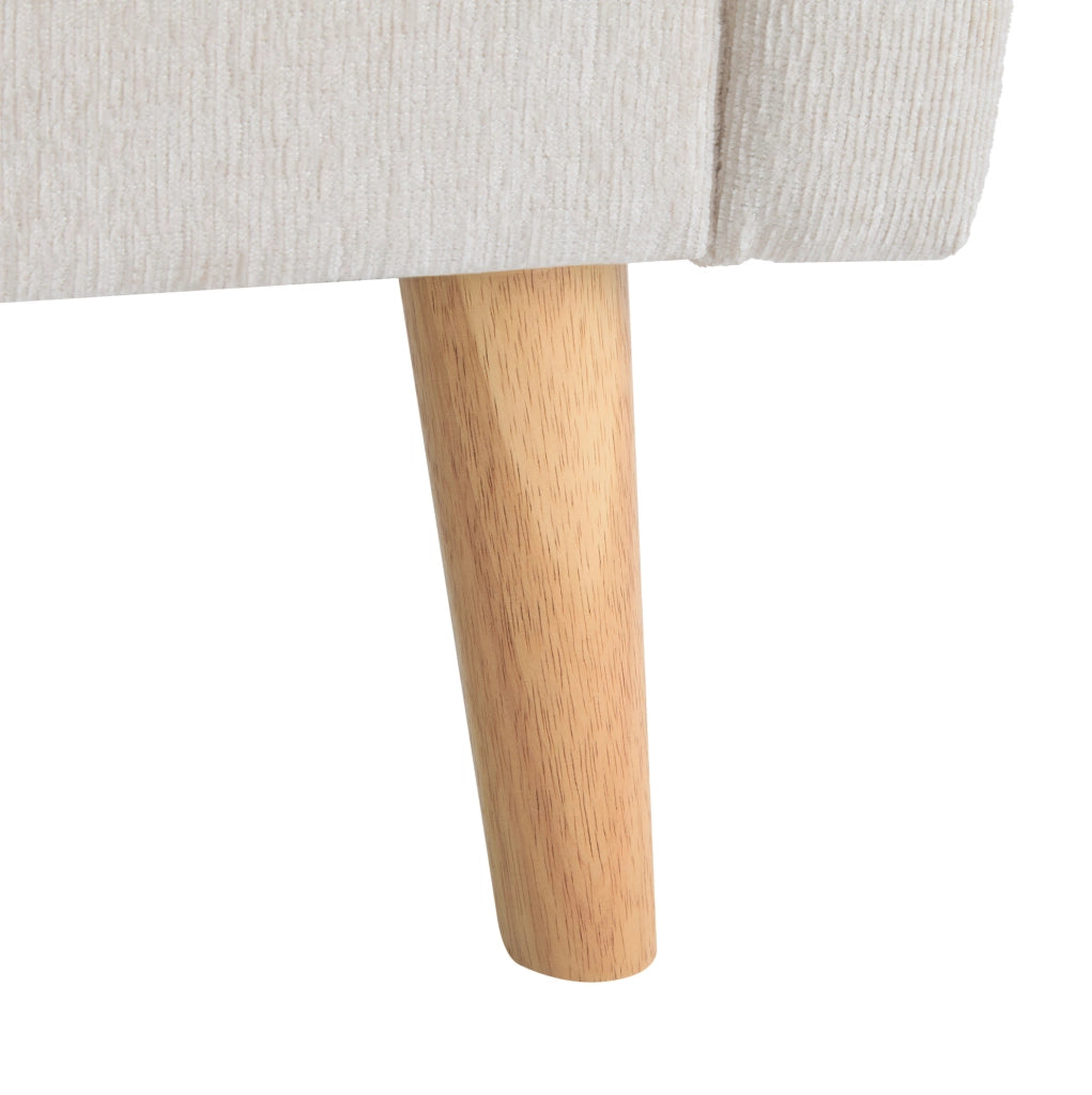 Divano 2 posti in chenille beige con cuscini; 162x74x77 cm