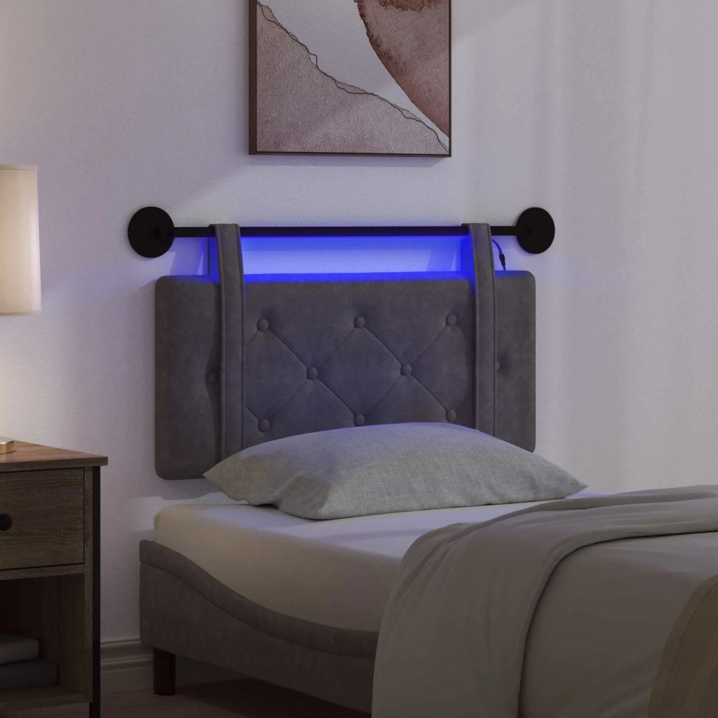Testiera sospesa Con luce LED Nero PU Antico 3424079