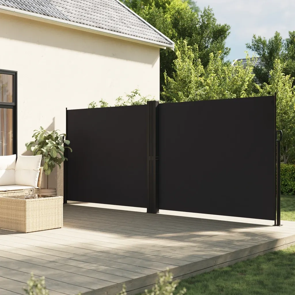 Tenda da Sole | Tenda parasole Laterale Retrattile Nera 160x1000 cm