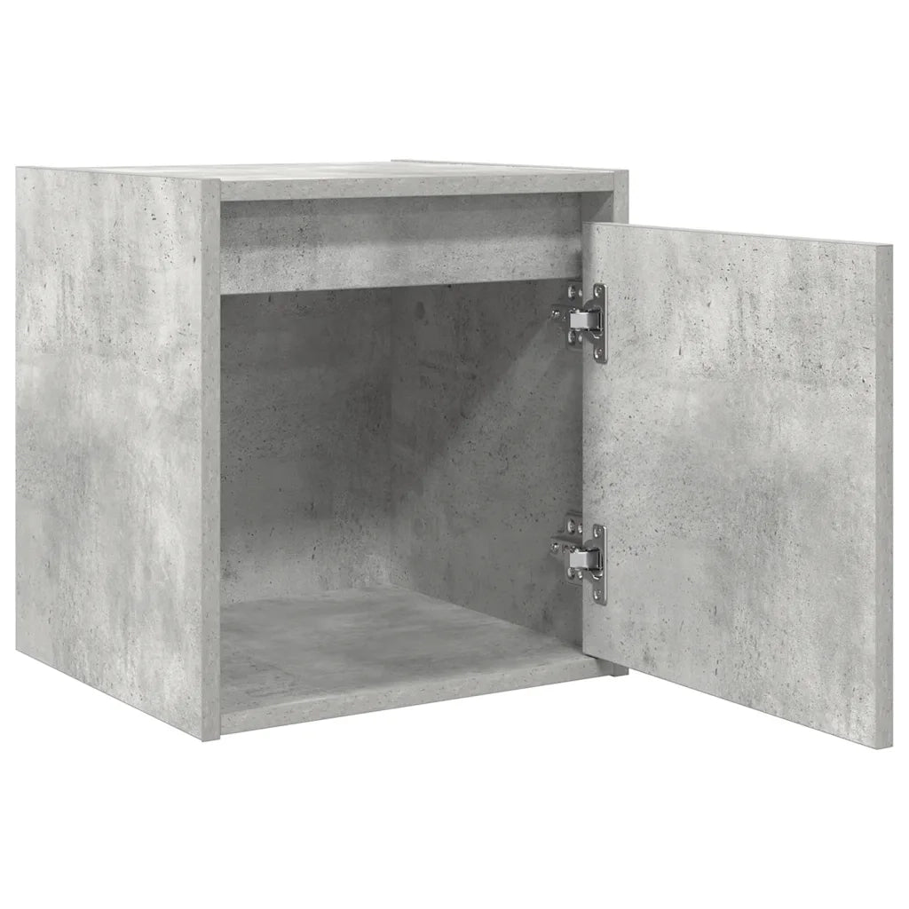 Set di 2 Comodini | Armadio da Notte | Mobiletto da notte a Muro Grigio Cemento 38x34x40 cm