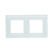 Cornice doppia in vetro bianco per presa e interruttore 157x86 mm