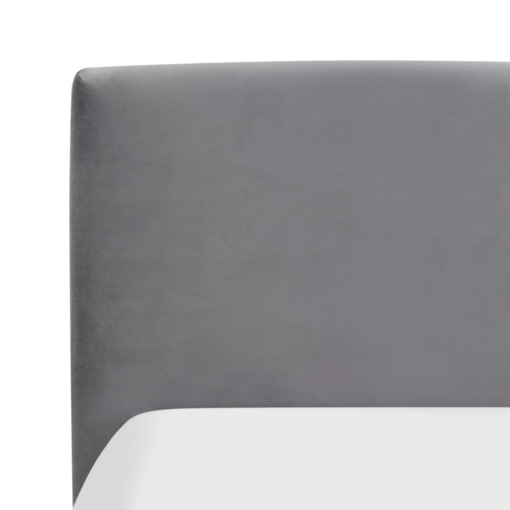 Letto Ottomano Grigio Scuro Velluto Tappezzato 140 x 200 cm Testiera Travestita Funzione Contenitore