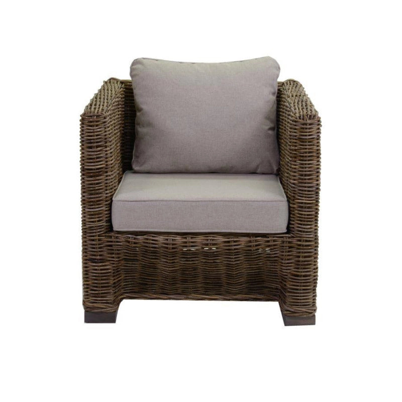 Salotto Rattan Manila Grigio Con Cuscini Divano 3 Posti