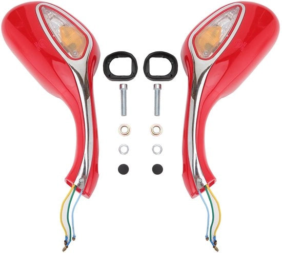 Specchio laterale 8mm con indicatori di direzione per scooter/moto GY6 - Rosso