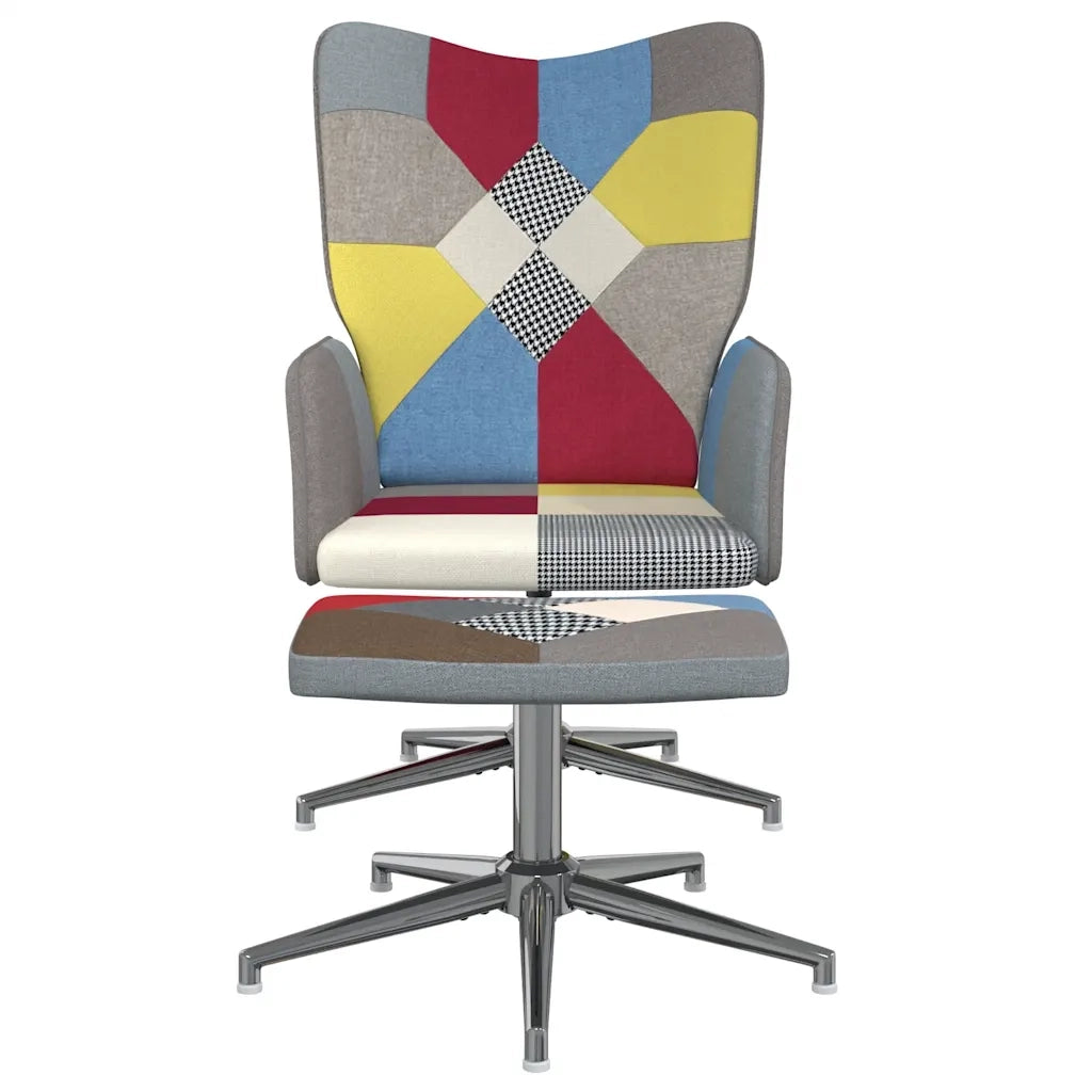 Sedia Relax con Sgabello in Tessuto Patchwork 328190