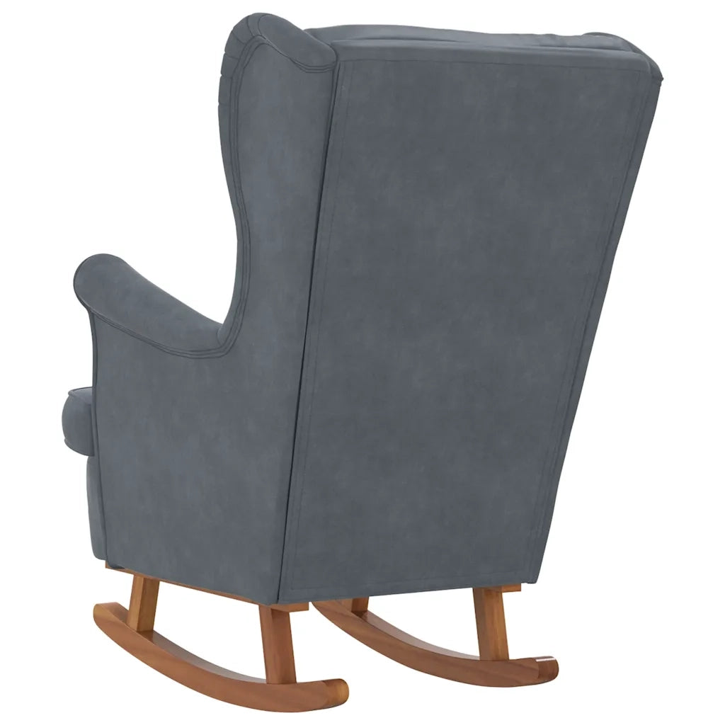Sedia a dondolo con schienale alto in velluto grigio scuro CFW3736333