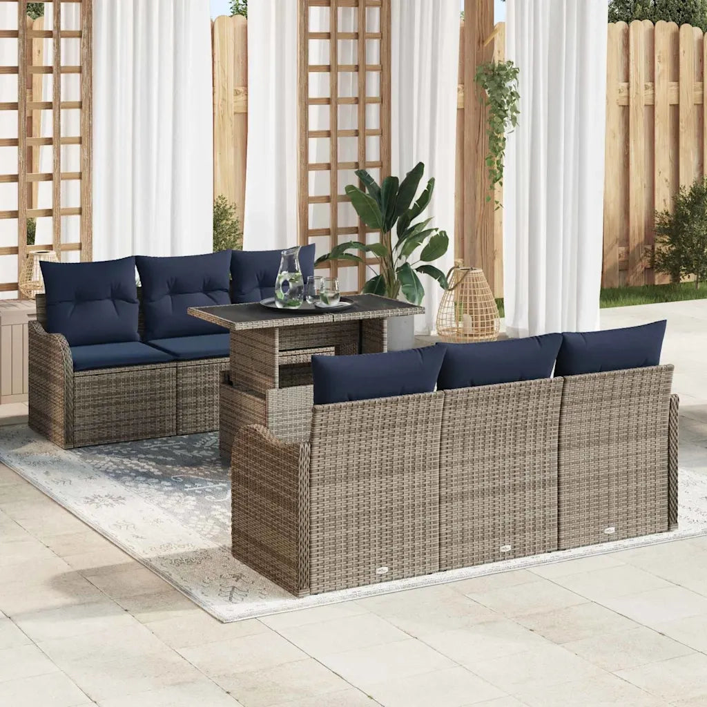 Set Divano da Giardino 7 pz Grigio polyrattan 3348391