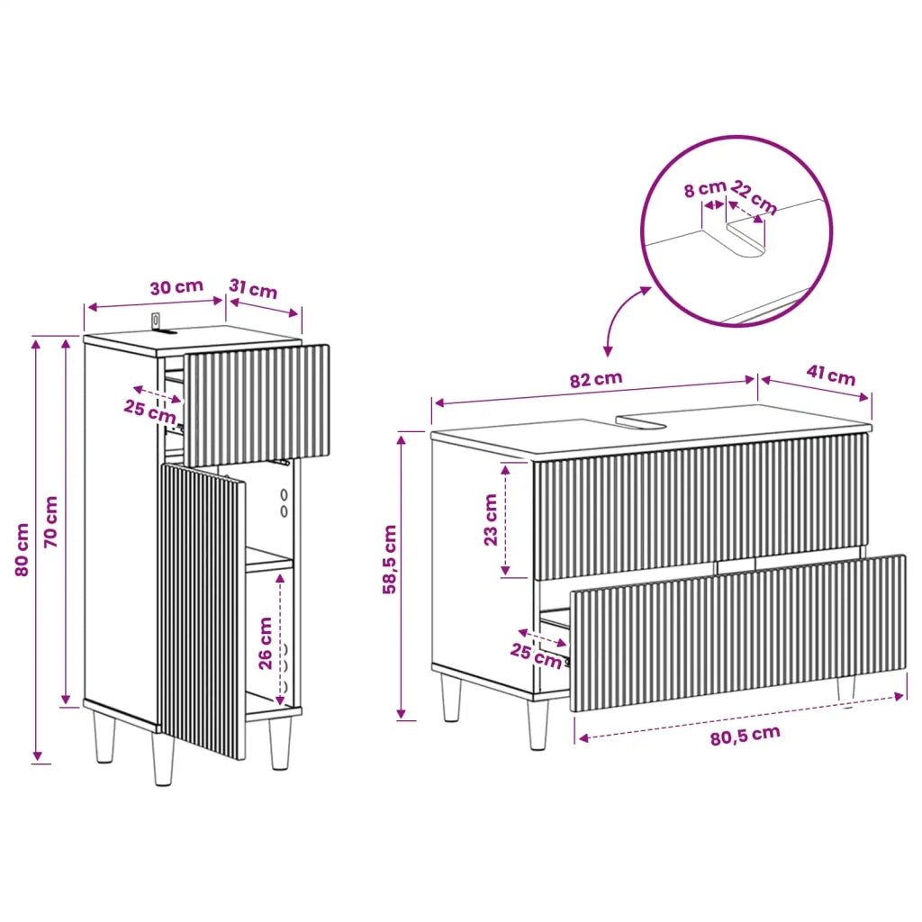 Set di Armadi da Bagno da 2 Pezzi ARNHEM Grigio Cemento 3417687