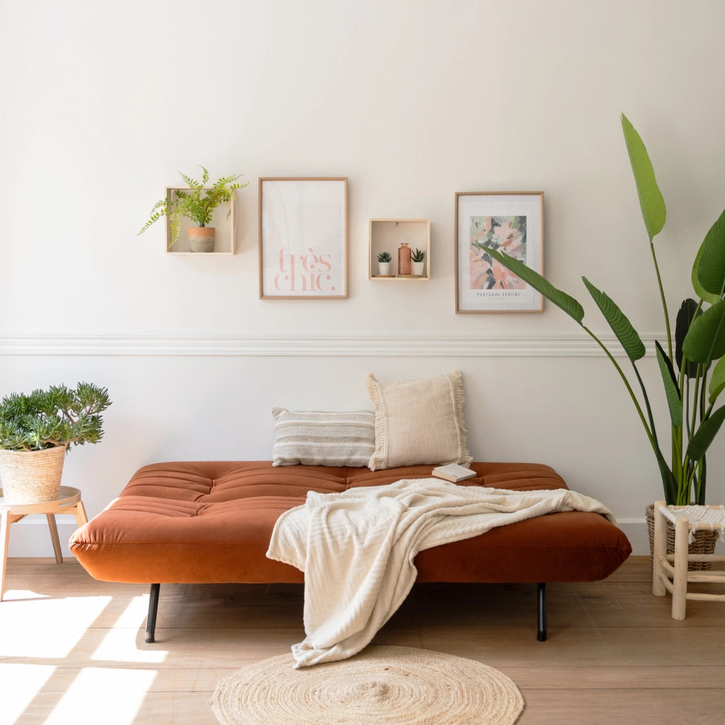 ANATOLEDivano letto a 3 posti in velluto terracotta