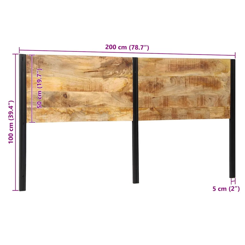 Testiera 200 cm in Legno Massello di Mango e Ferro 4017558