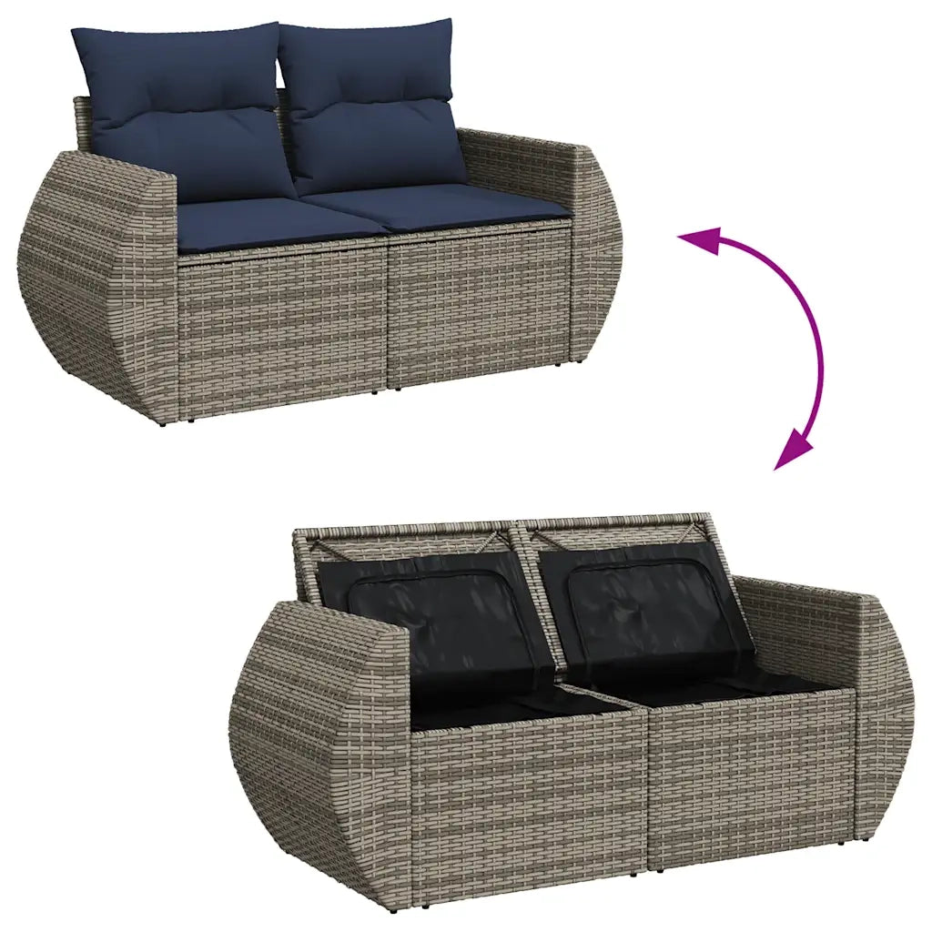 Set Divani da Giardino 11 pz con Cuscini in Polyrattan Grigio 3327316