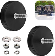 Set di Magnetici a Neodymium - 2 pezzi - Diametro 66 mm - Filo M6 - Rivestimento in Gomma - Antiscivolo - Resistente agli Urto - Magnetico ad Adesione