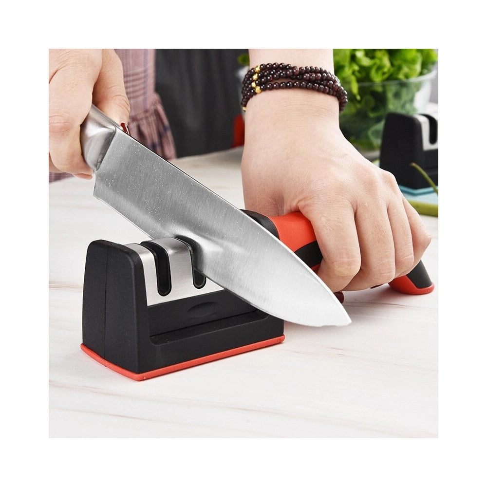 Trade Shop - Affilacoltelli In Plastica E Acciaio Inox Per Affilare Lame Forbici E Coltelli -