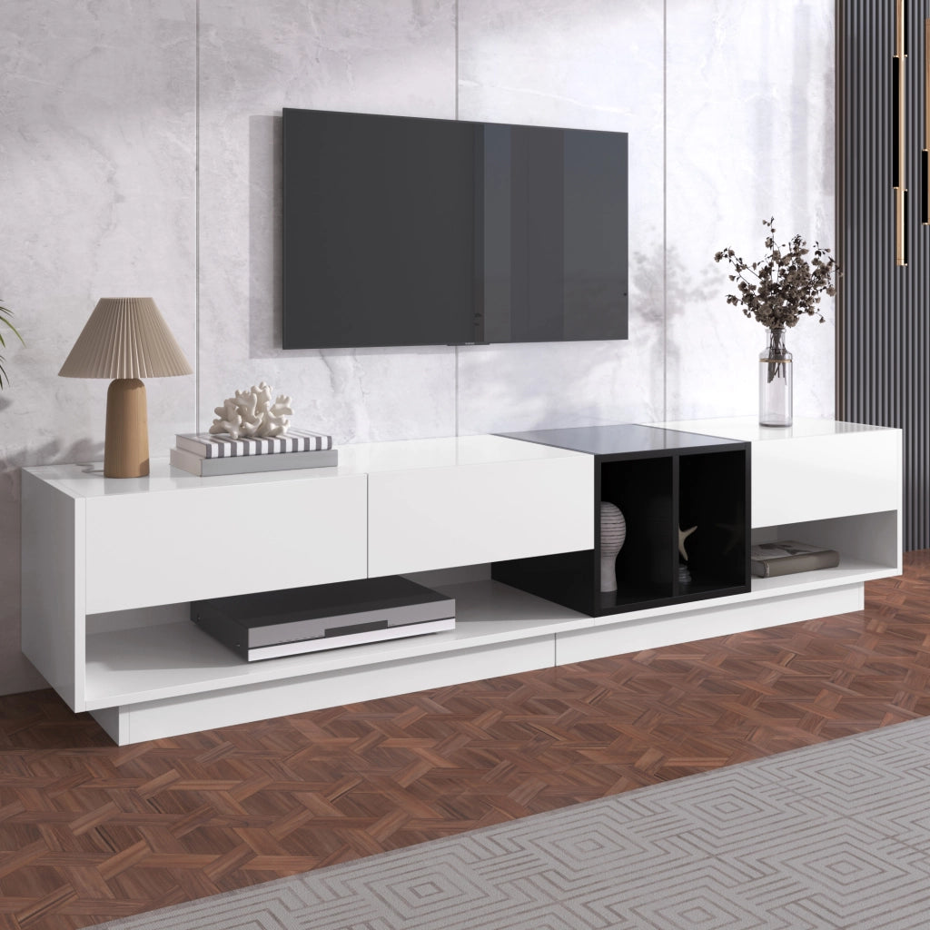 TV-Schrank bianco lucido e nero; truciolato; lunghezza 190 cm