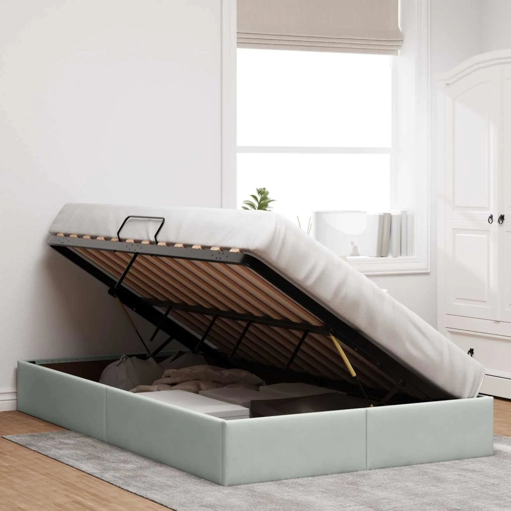 Letto ottomano Grigio Chiaro 120 x 200 cm Velluto 3442874