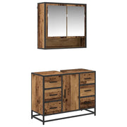 Set di mobili per il Bagno | Armadio da bagno con cassetto 2 pz Legno vecchio