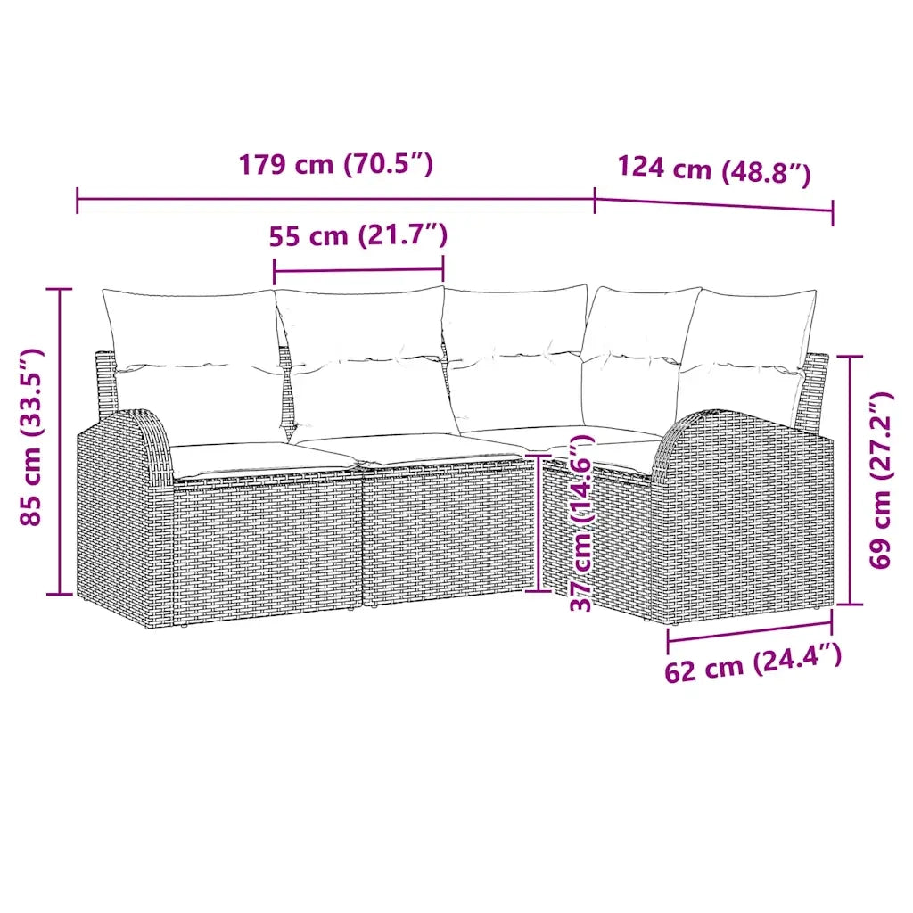 Set Divano da Giardino Beige polyrattan 3346020