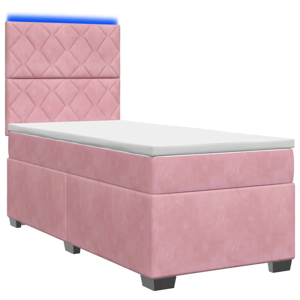 Letto box spring con materasso Rosa 90 x 200 cm Velluto 3455041