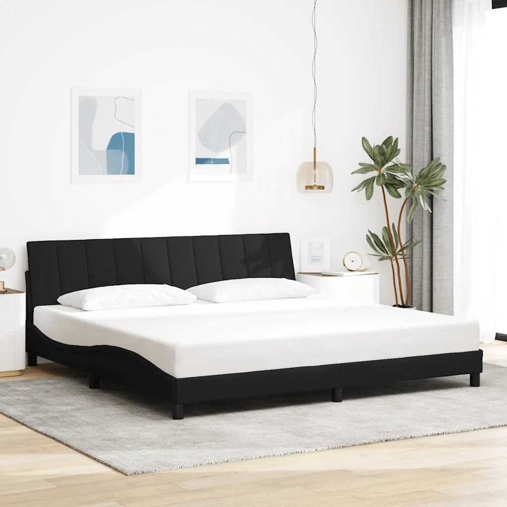 Letto matrimoniale | Letto per adulti | Giroletto senza Materasso Hanko Nero 200x200 cm in Tessuto